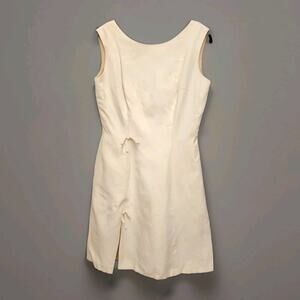 Vintage 60s Sleeveless Sheath Shift Dress With Bows And Pockets I. Magnin Mod